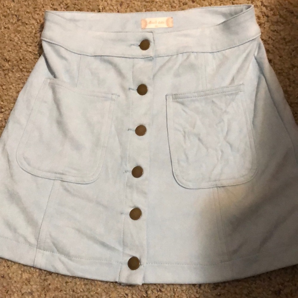 Light blue suede skirt